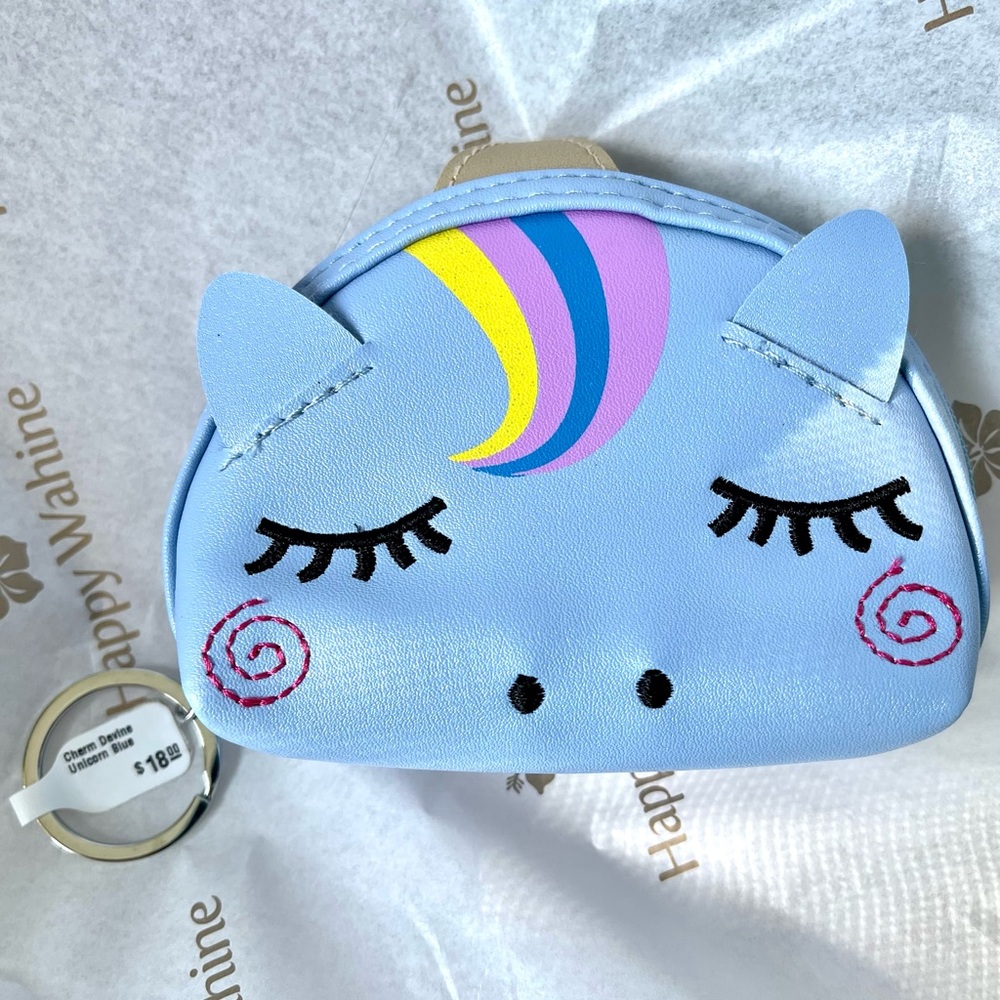 Charm Davine Coin Case Unicorn Blue by Happy Wahine
